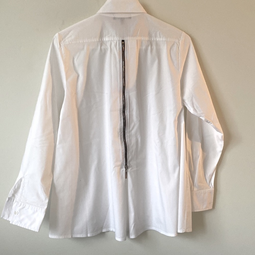 Comfy USA White Blouse with Back Zipper, S
